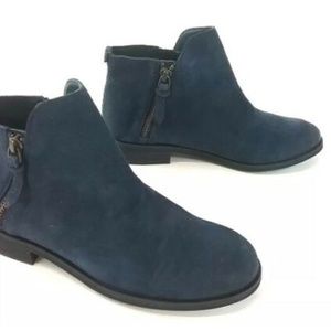 TREASURE & BOND Girls Ankle BOOTS Sz 1.5 Blue Leather Suede Double Zipper
